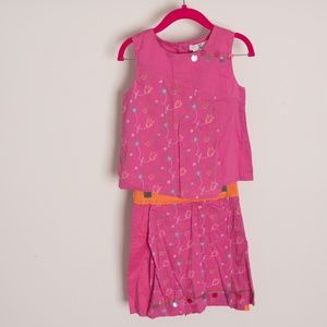 DEUX PAR DEUX FUSHIA FLROAL SKIRT SET